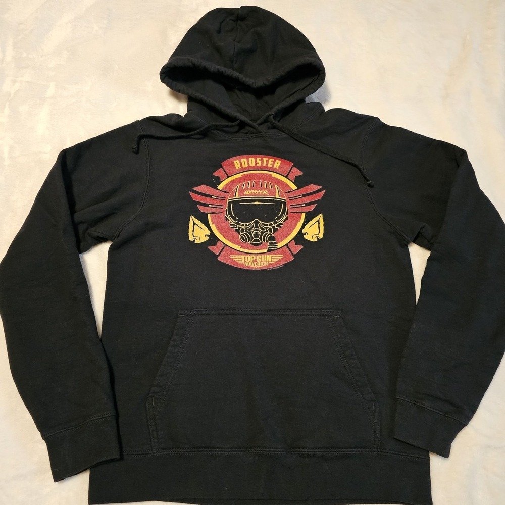 Rooster Top Gun Maverick Port & Co. Pullover Black Hoodie Men's Size Small